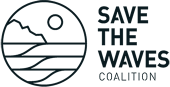 Save the Waves Logo, a black & white line art image of waves